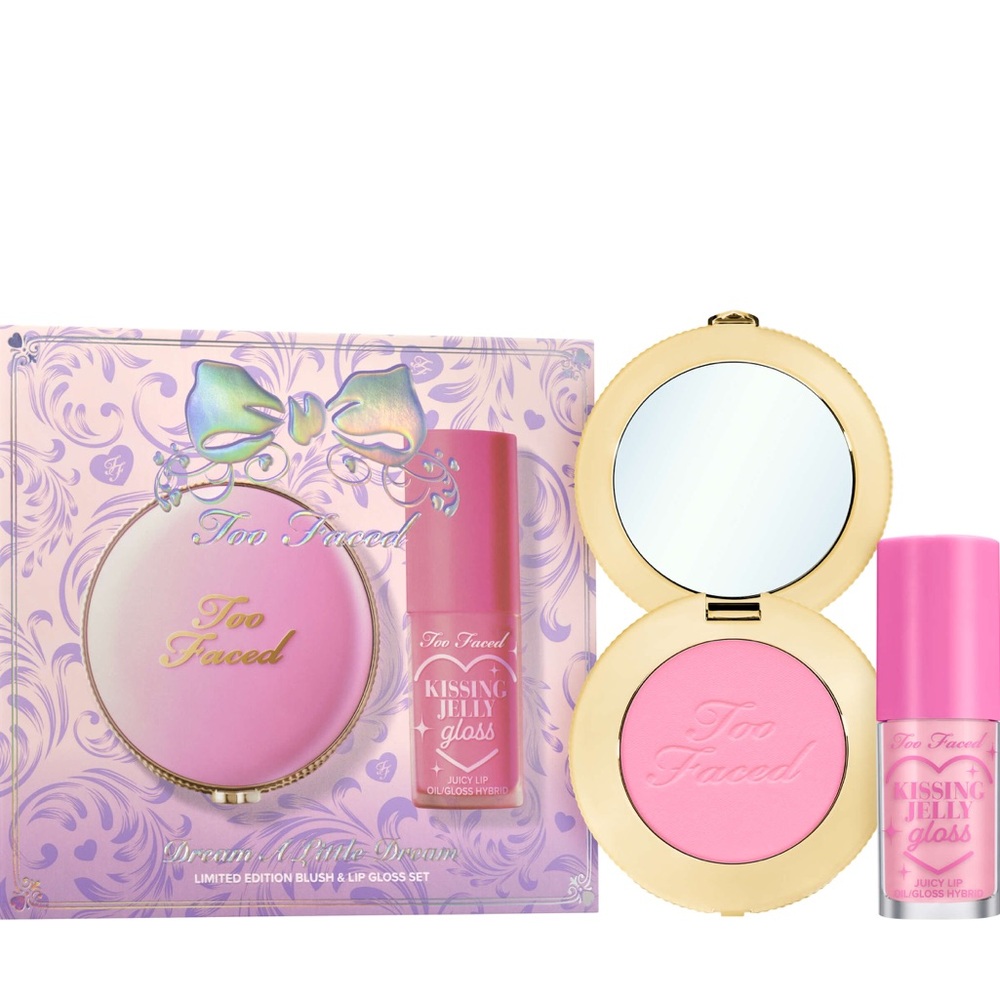 Too Faced Pink Blush & Kissing Jelly Lip Limited Edition Set $54 Value